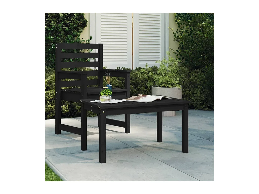 Table de jardin noir 82,5x50,5x45 cm bois massif de pin