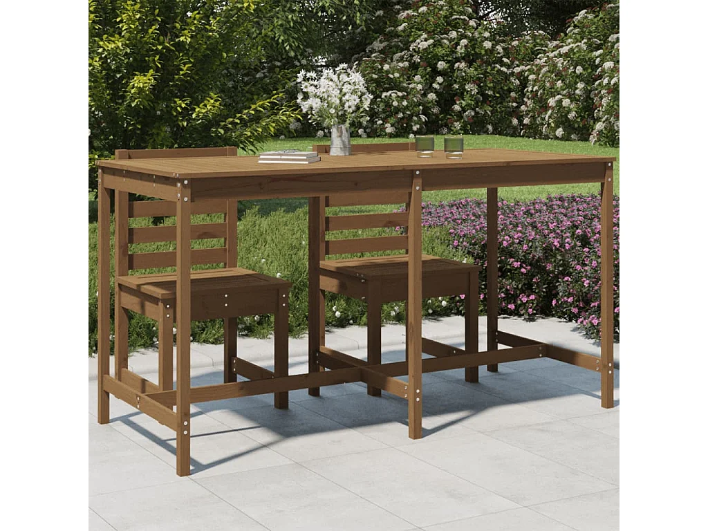 Mesa jardim 203,5x90x110 cm pinho maciço castanho-mel