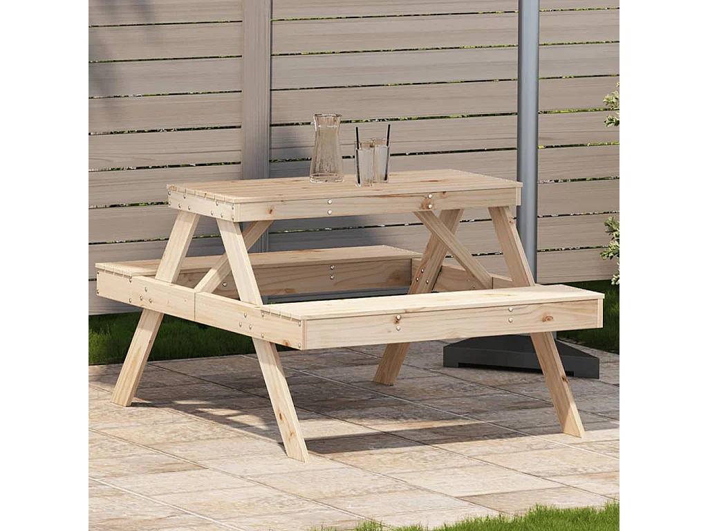 Table de pique-nique 105x134x75 cm bois massif de pin