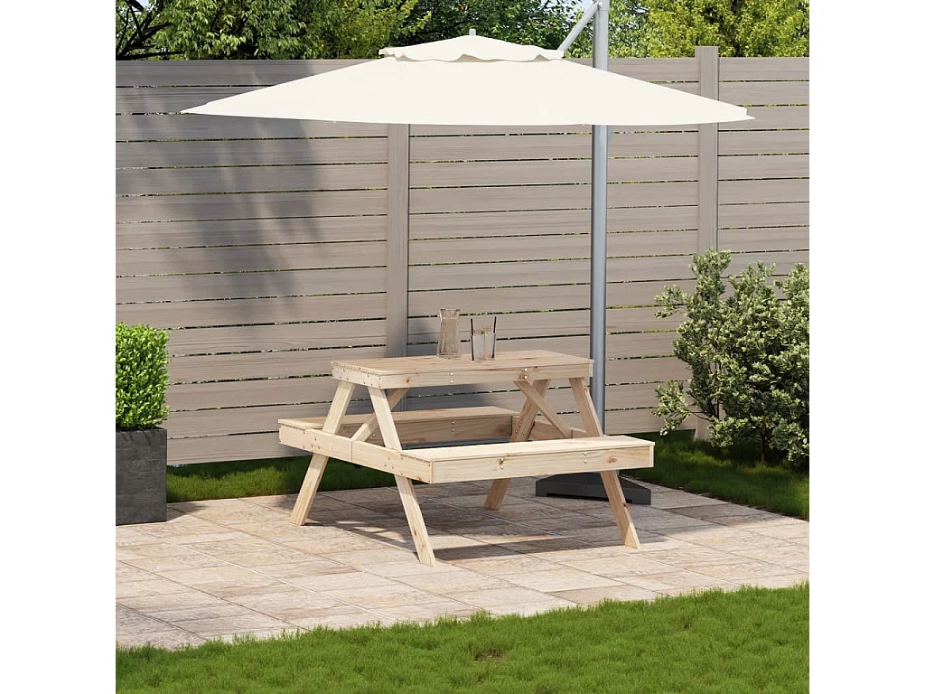 Table de pique-nique 105x134x75 cm bois massif de pin