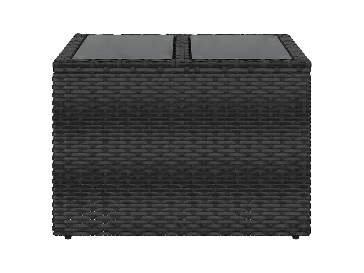 Table de jardin dessus en verre noir 55x55x37 cm résine tressée