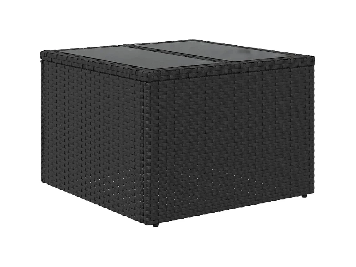 Table de jardin dessus en verre noir 55x55x37 cm résine tressée