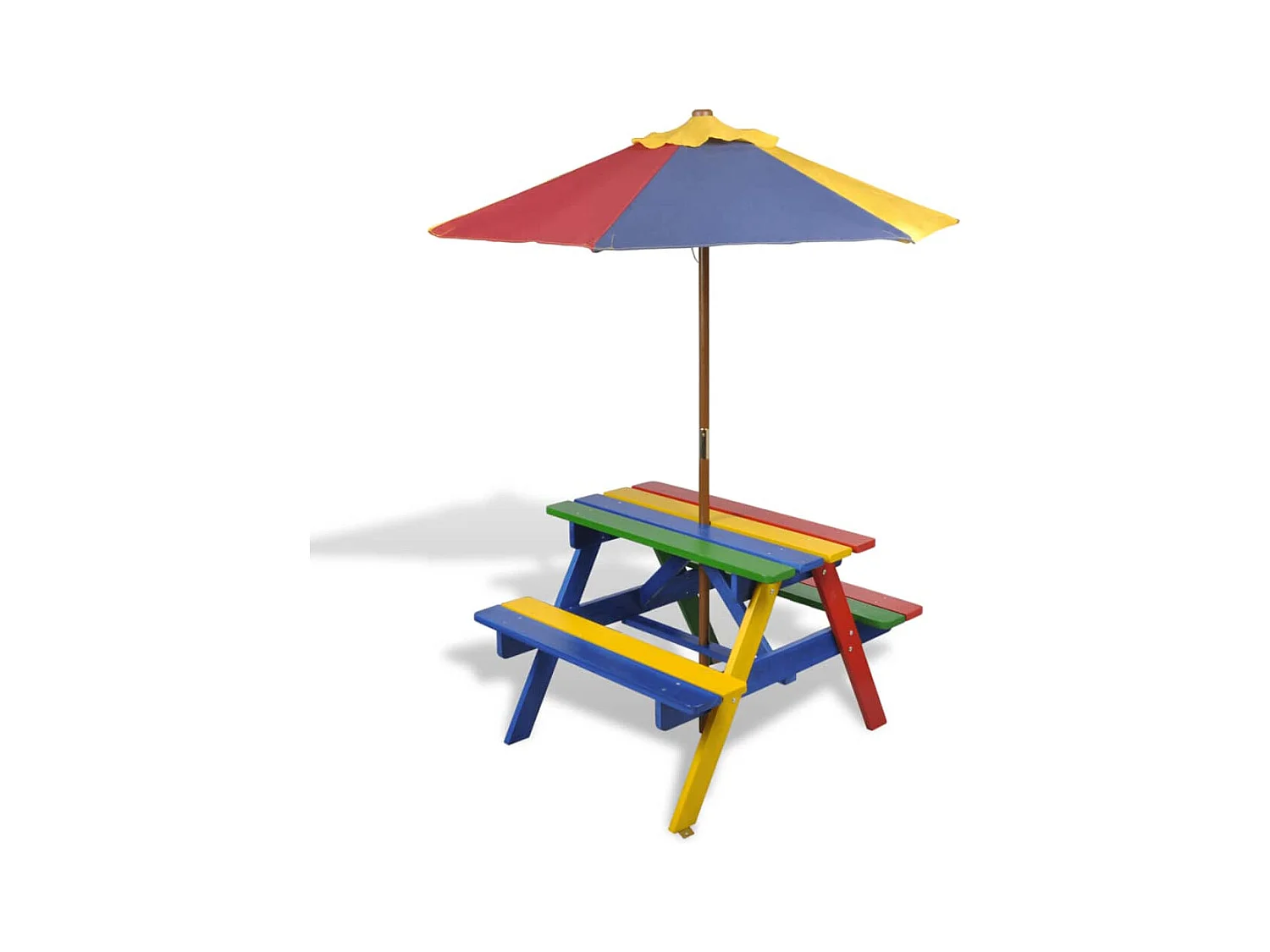 Table et bancs de pique-nique avec parasol pour enfants Bois