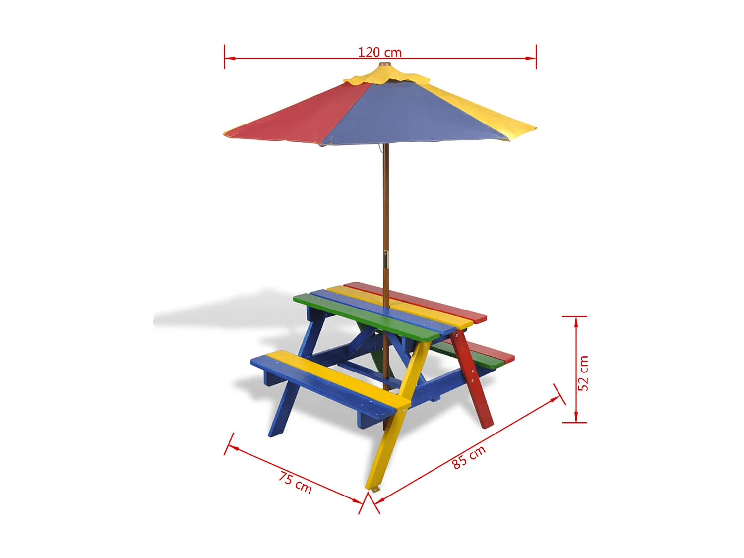 Table et bancs de pique-nique avec parasol pour enfants Bois