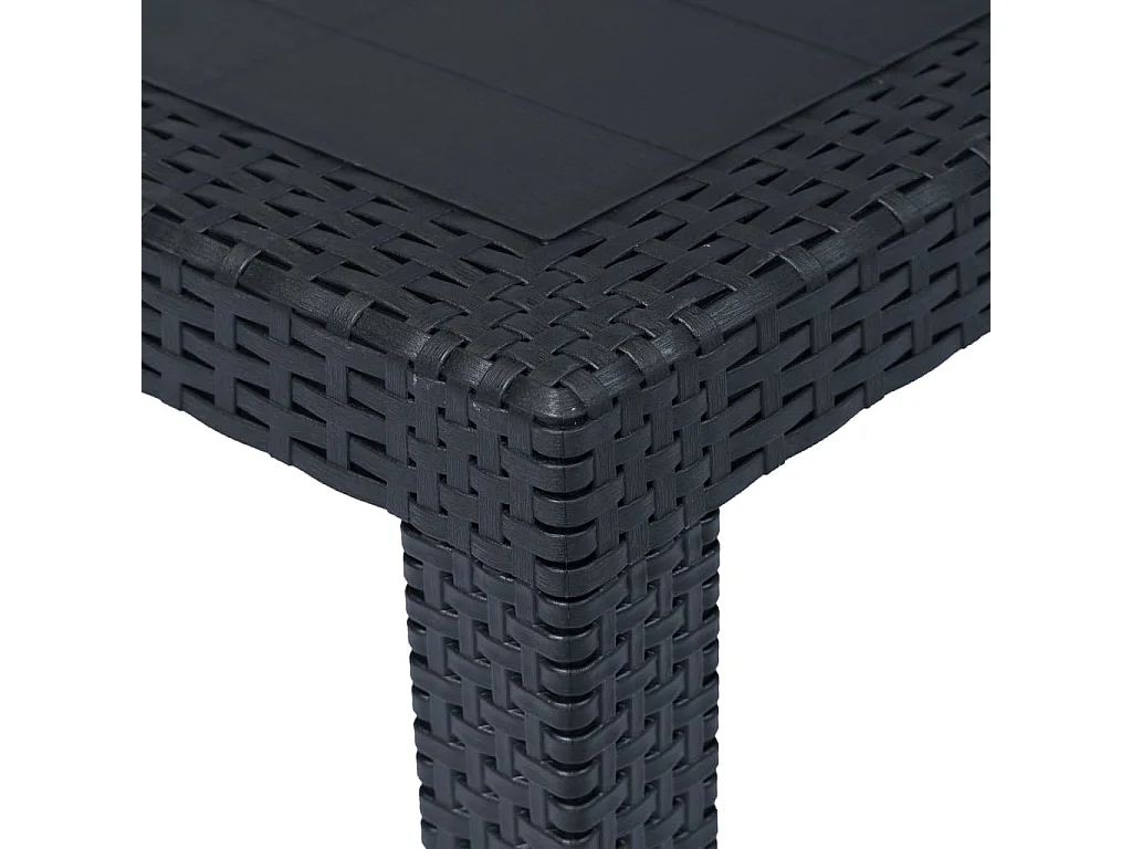 Table de jardin Anthracite 220x90x72 cm Plastique Aspect rotin