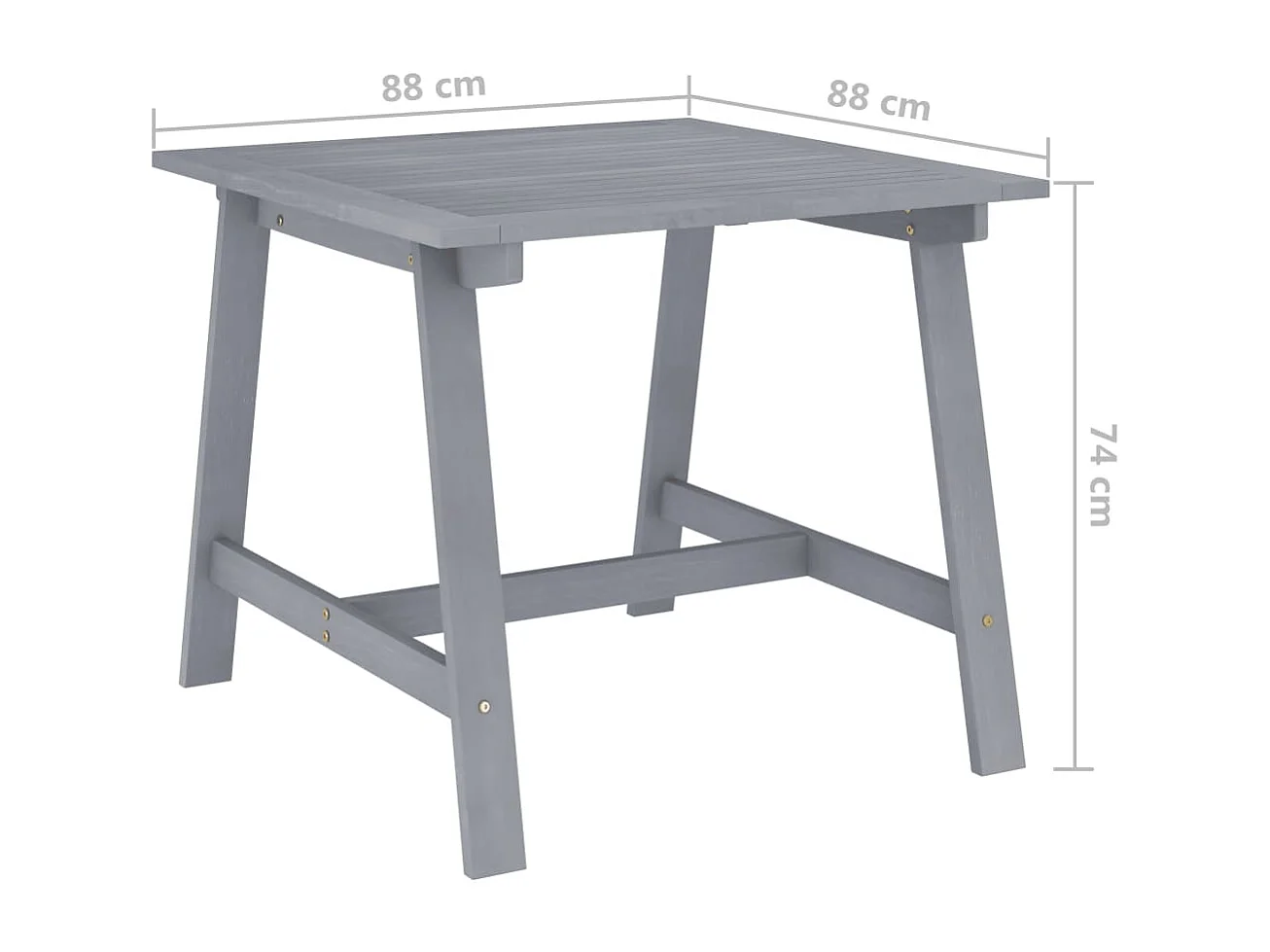 Table à dîner de jardin Gris 88x88x74 cm Bois d'acacia massif