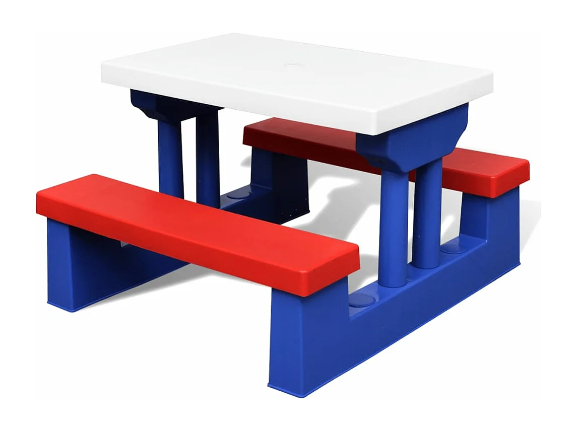 Table et bancs de pique-nique avec parasol pour enfants