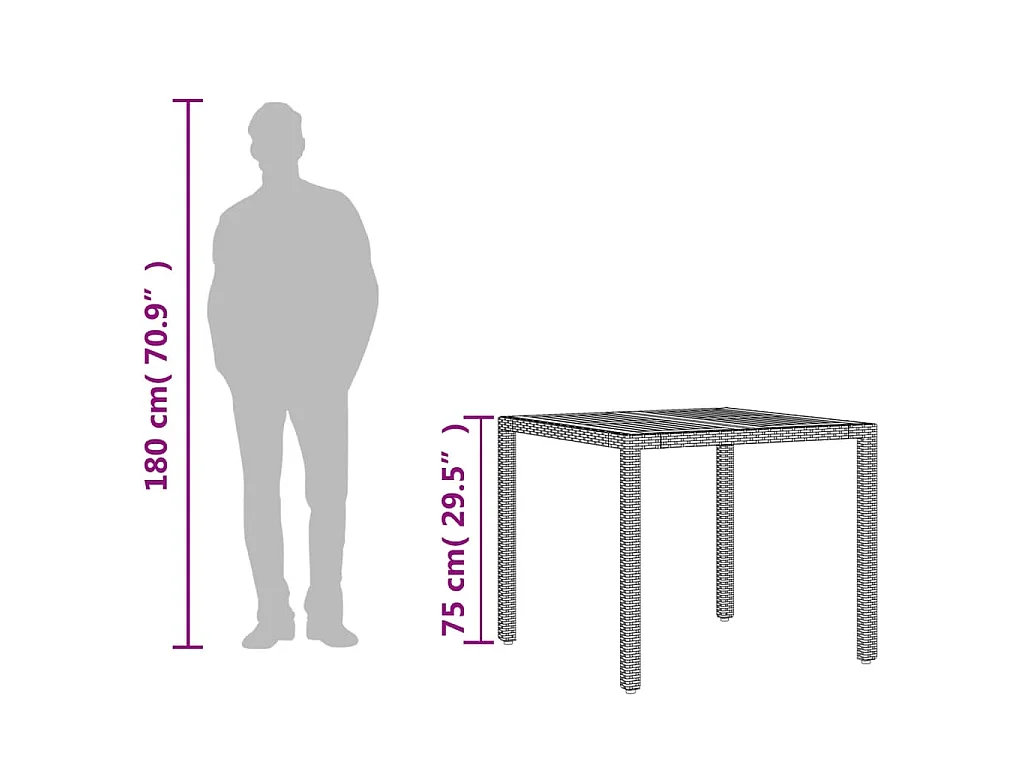 Table de jardin et dessus en bois d'acacia gris résine tressée