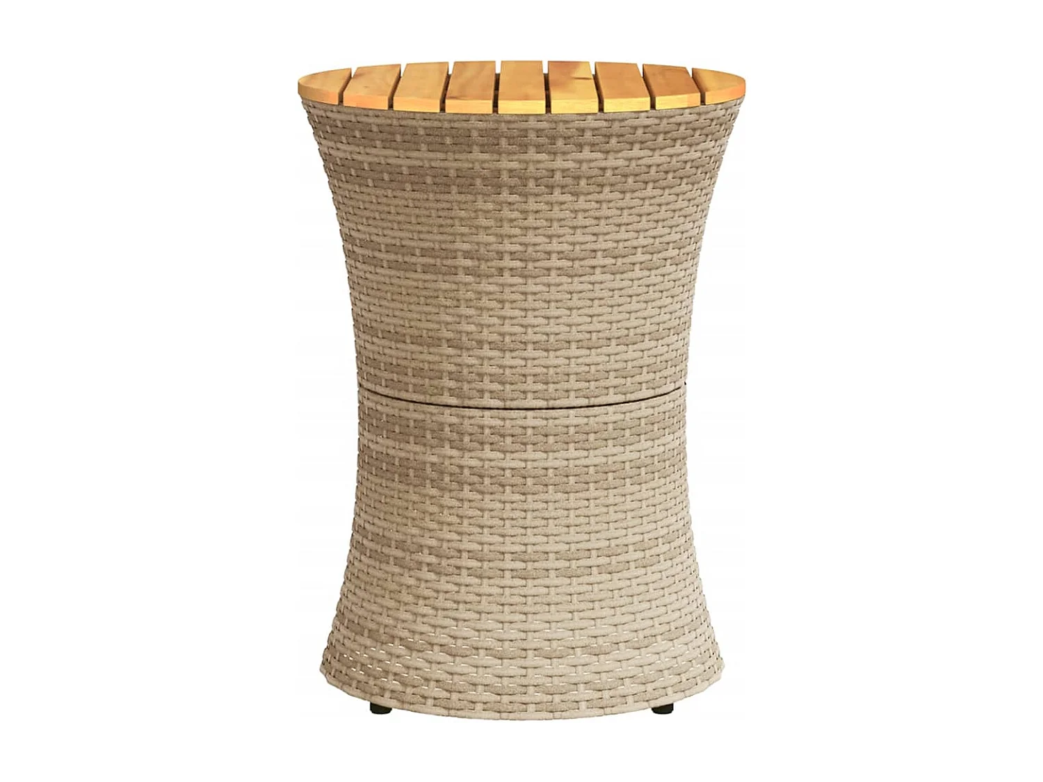 Table d'appoint de jardin forme tambour beige rotin bois massif