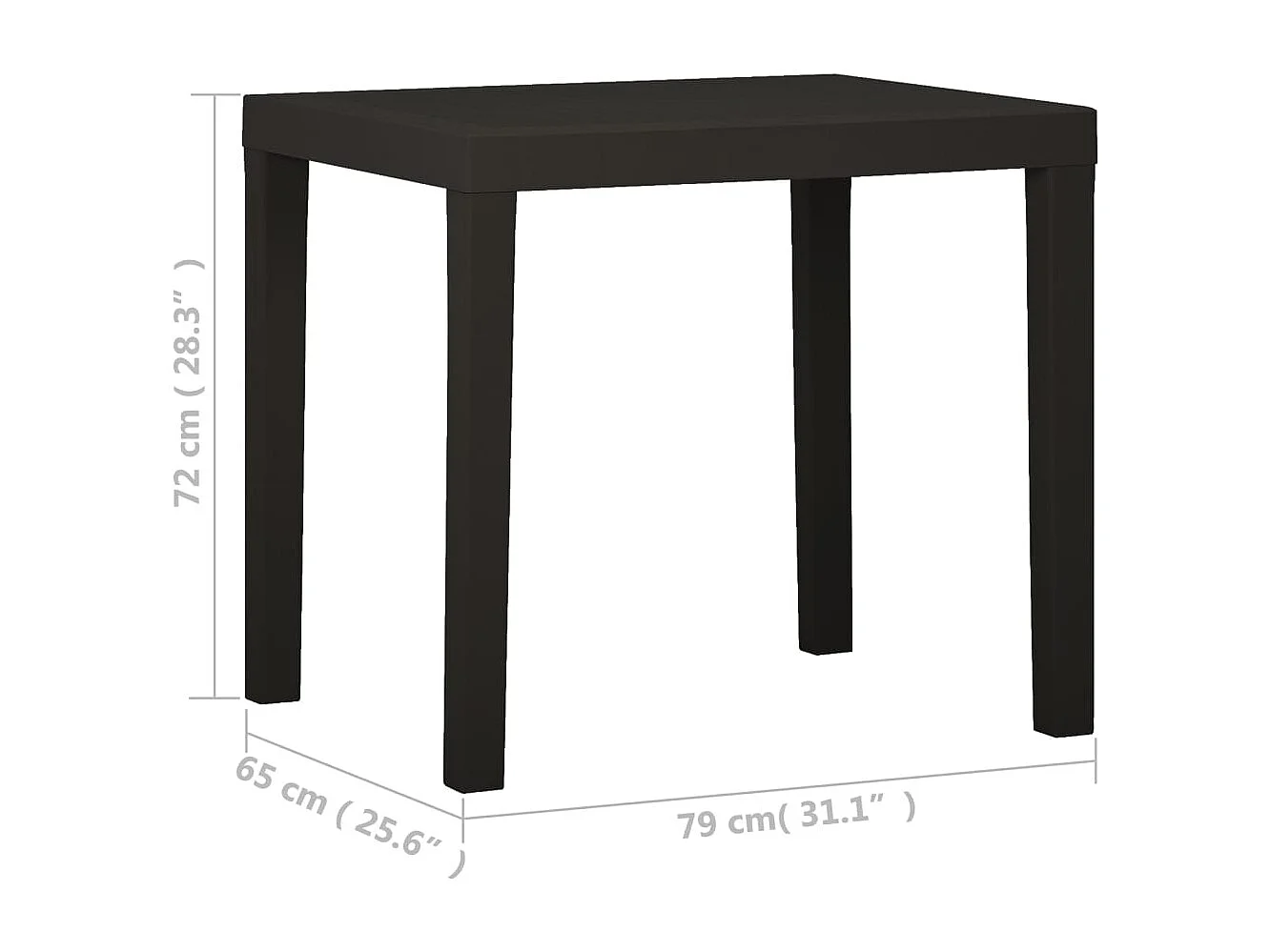 Table de jardin Anthracite 79x65x72 cm Plastique