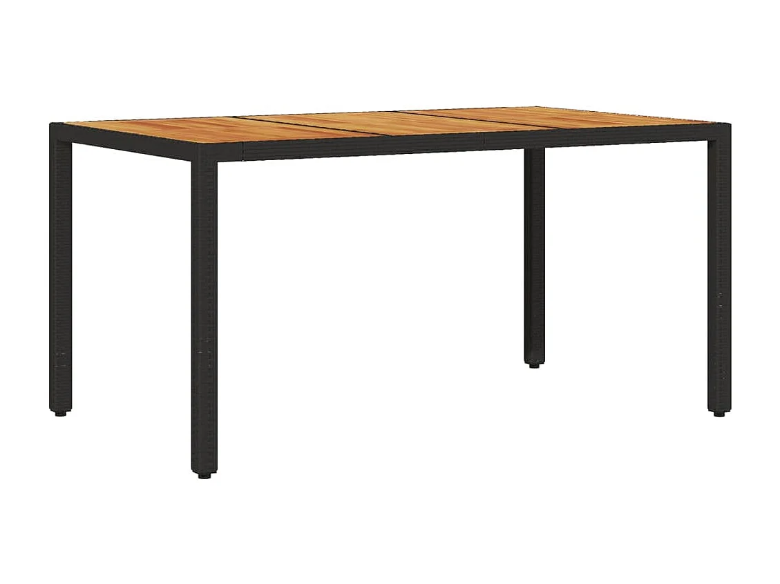 Mesa de jardín superficie madera acacia ratán negro 150x90x75cm
