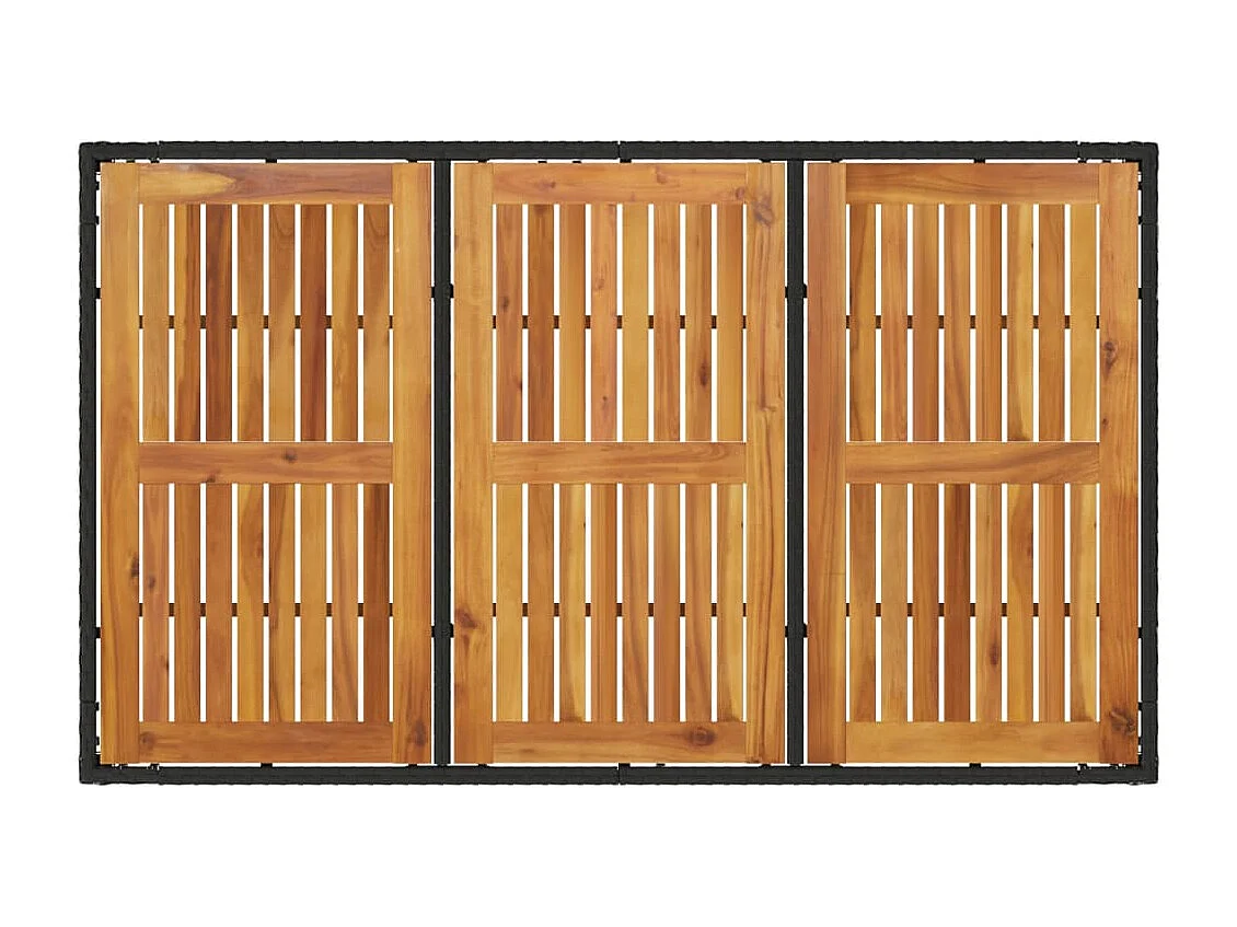 Mesa de jardín superficie madera acacia ratán negro 150x90x75cm