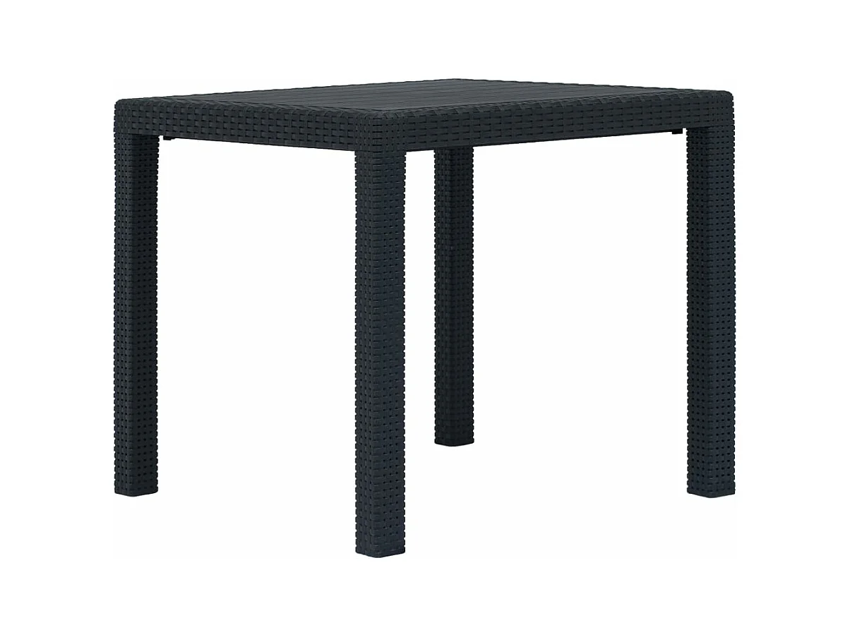 Tavolo da Giardino Antracite 79x79x72 cm Plastica Stile Rattan