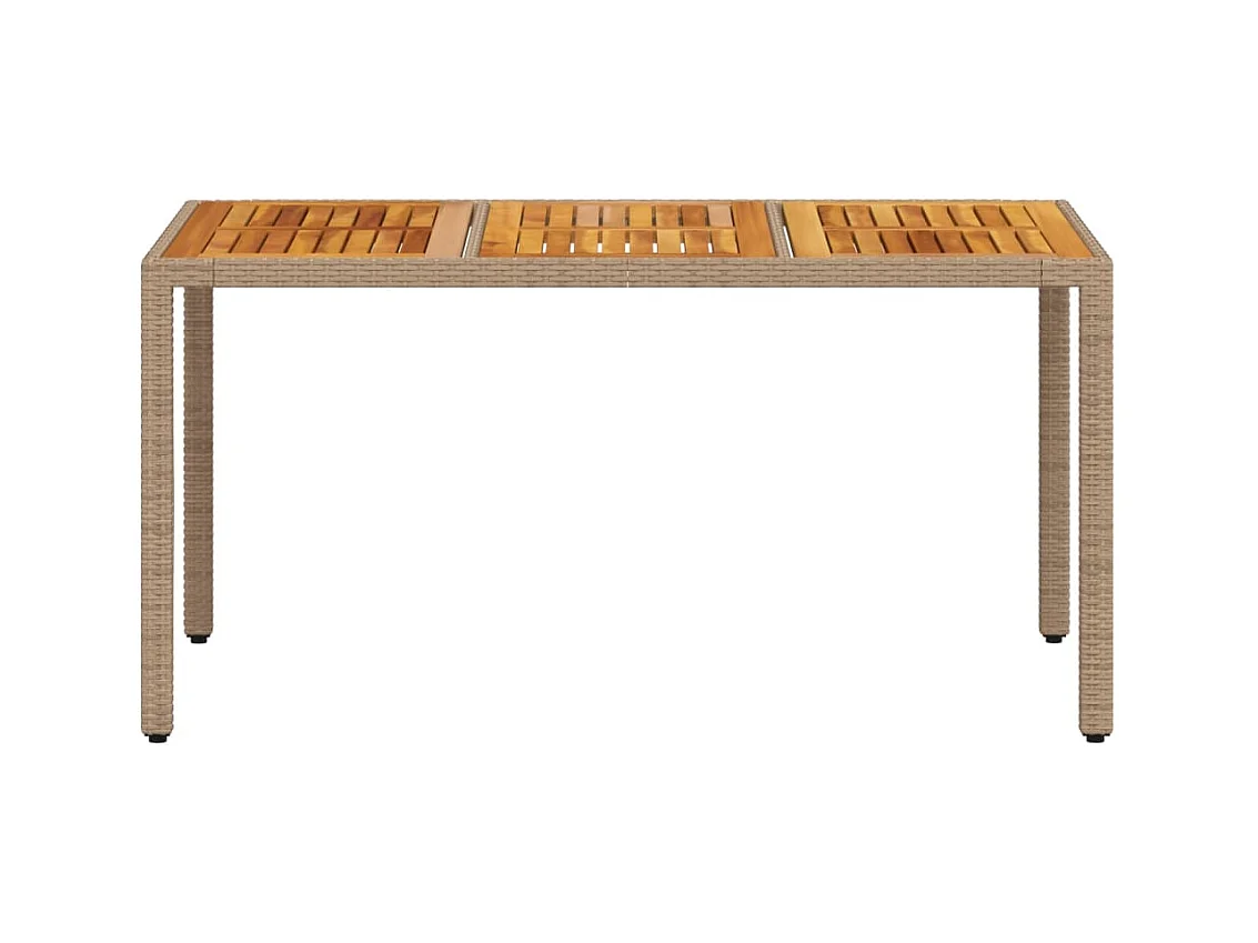 Tuintafel 150x90x75 cm poly rattan en massief acaciahout beige