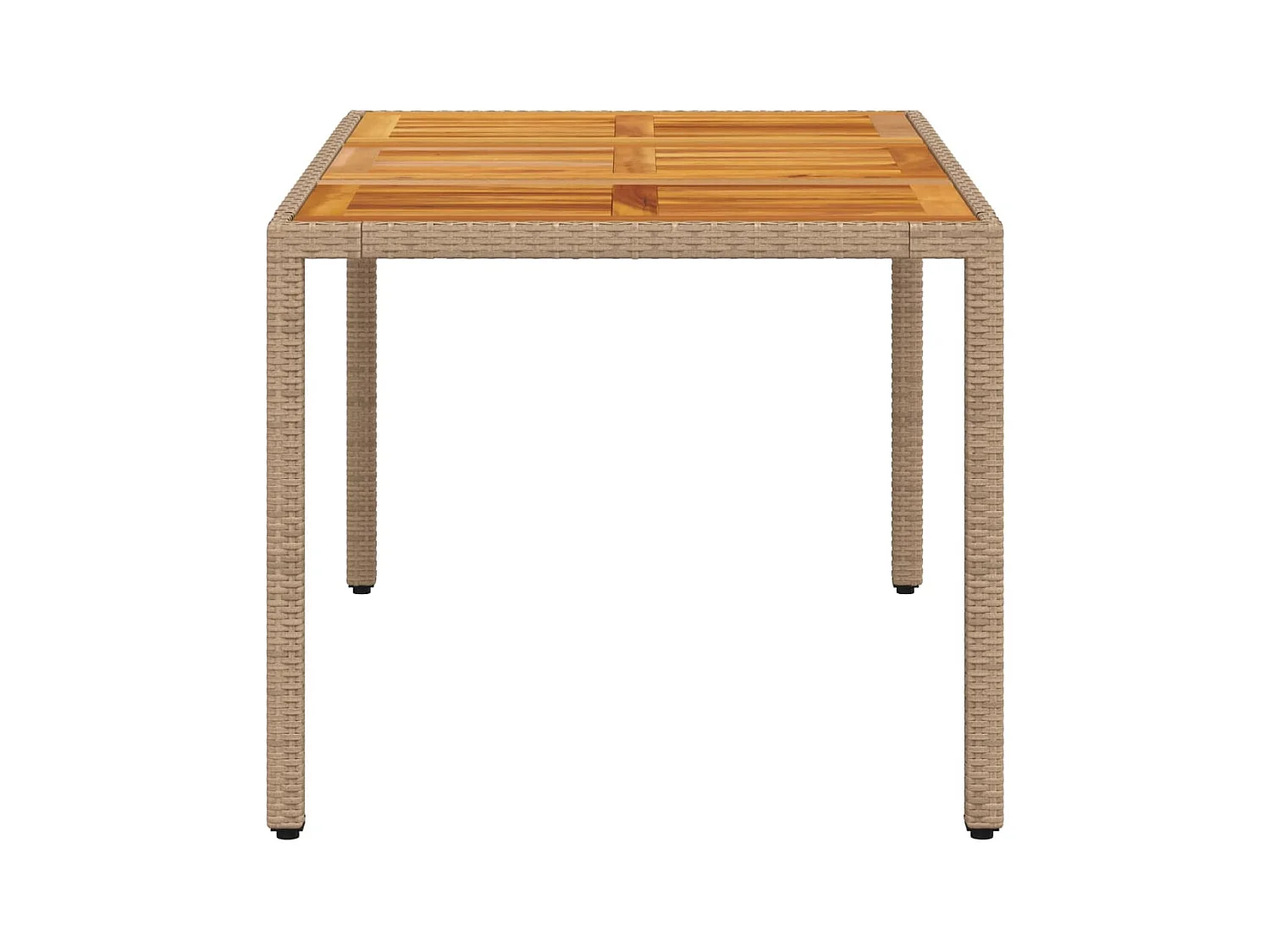 Tuintafel 150x90x75 cm poly rattan en massief acaciahout beige