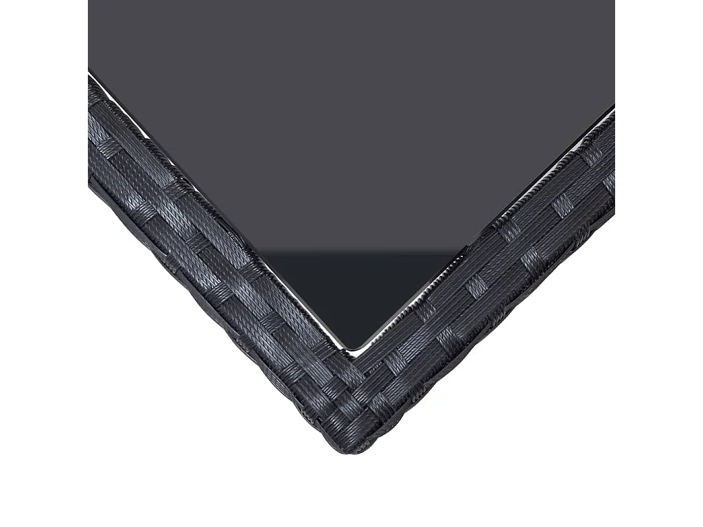 Mesa de jardim 240x90x74 cm vime PE e vidro preto