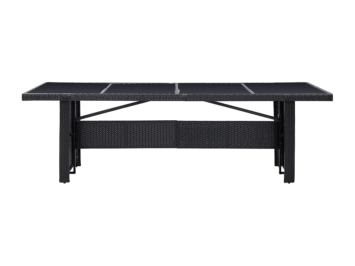 Tavolo da Giardino Nero 240x90x74 cm in Polyrattan e Vetro