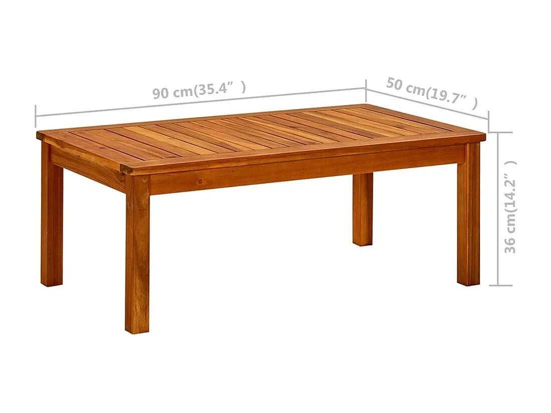 Mesa de centro p/ jardim 90x50x36 cm madeira de acácia maciça