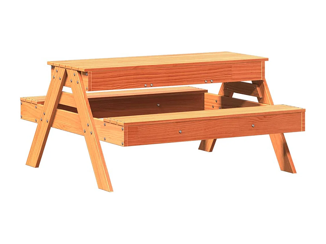Picknicktafel met zandbak voor kinderen grenenhout wasbruin