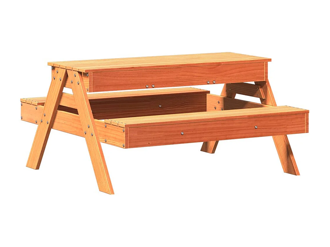 Picknicktafel met zandbak voor kinderen grenenhout wasbruin