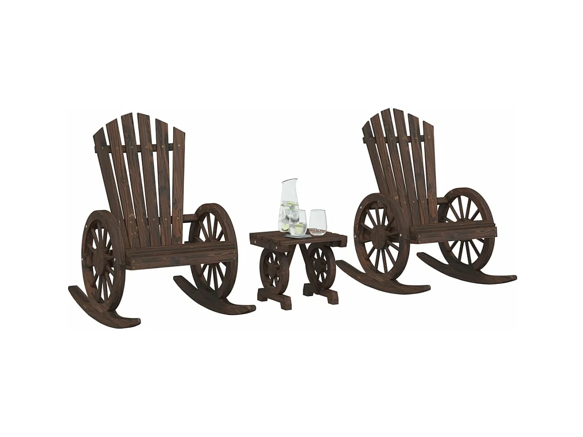 Set Salotto da Giardino 3 pz in Legno Massello di Abete