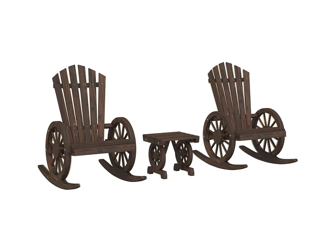 Salon de jardin 3 pcs bois de sapin massif