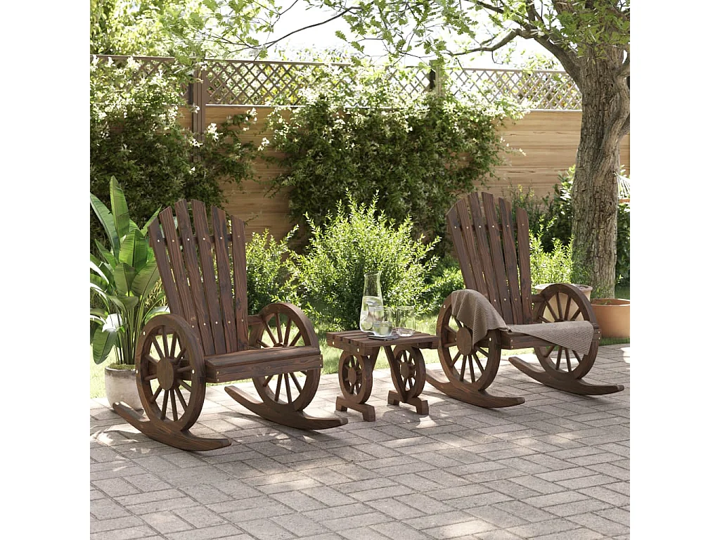 3-tlg. Garten-Lounge-Set Massivholz Tanne