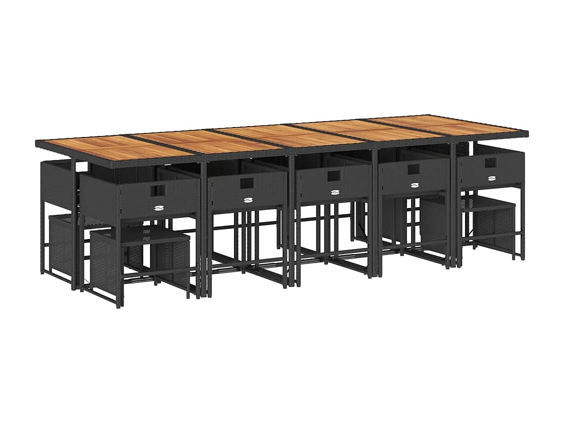 15-delige Tuinset met kussens poly rattan zwart