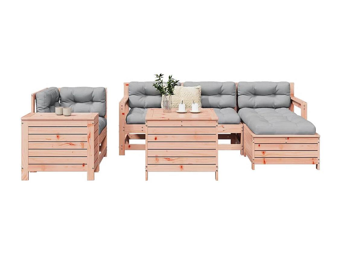 Salon de jardin 7 pcs bois massif sapin de douglas