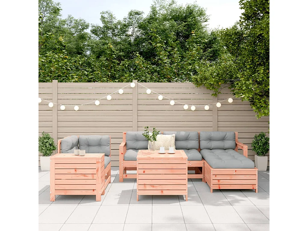 Salon de jardin 7 pcs bois massif sapin de douglas