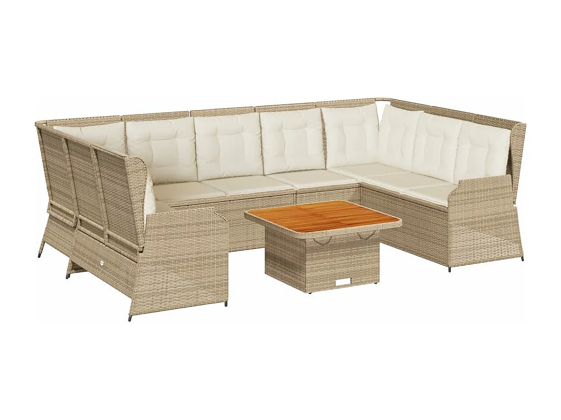 Set Divani da Giardino 7 pz con Cuscini in Polyrattan Beige