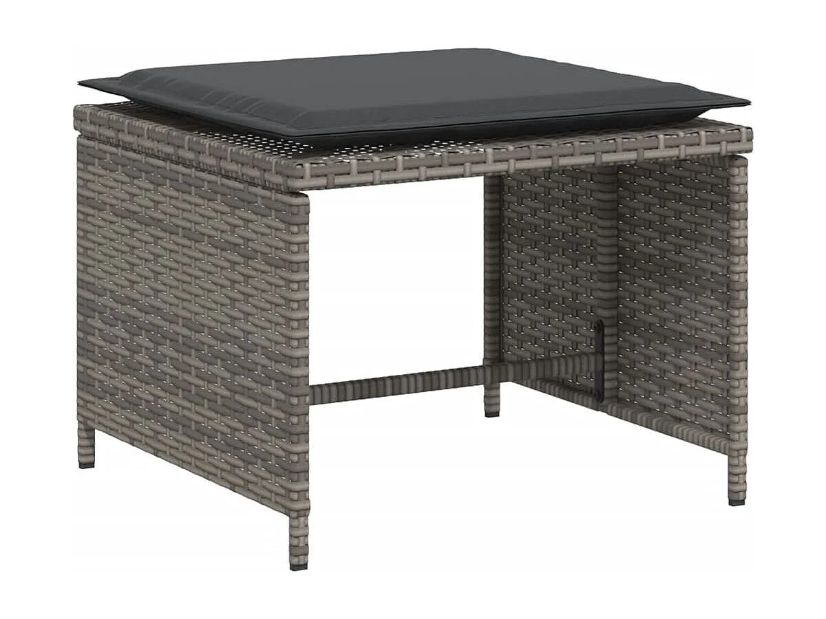 Chaise de jardin avec tabouret gris résine tressée