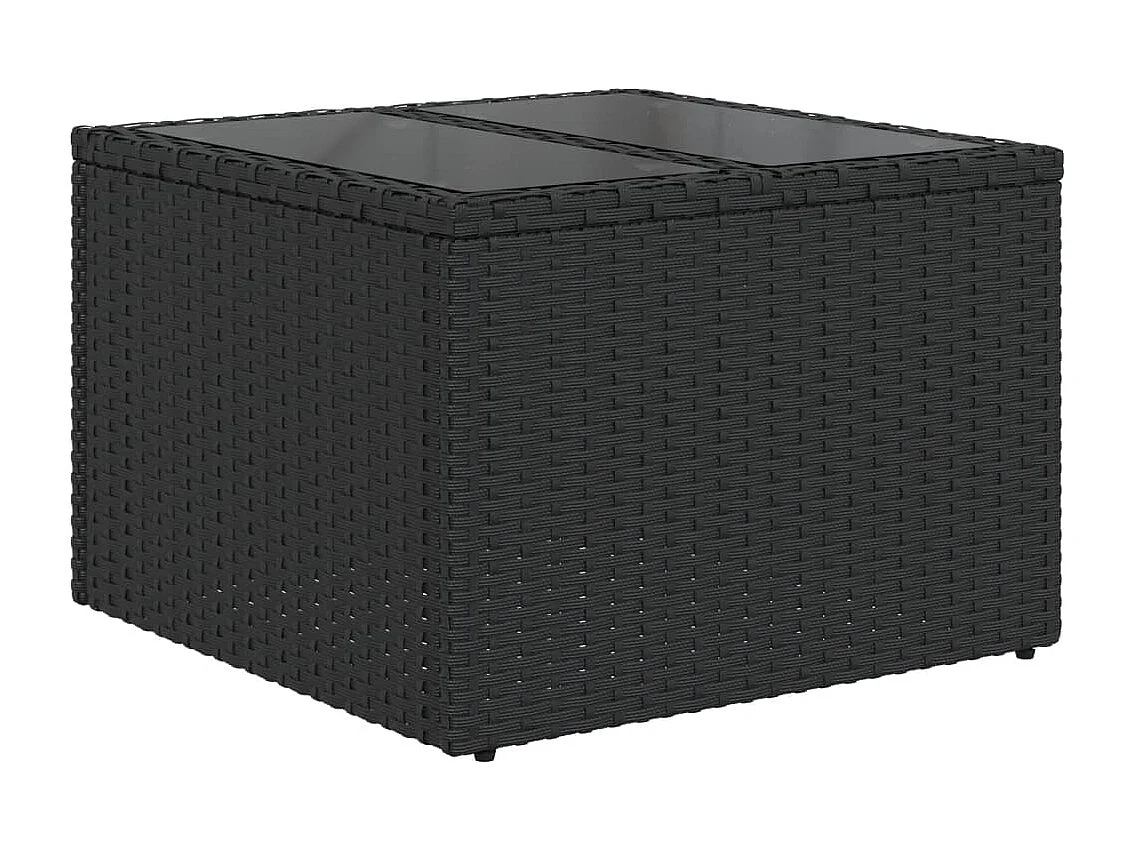 10-delige Loungeset met kussens poly rattan zwart
