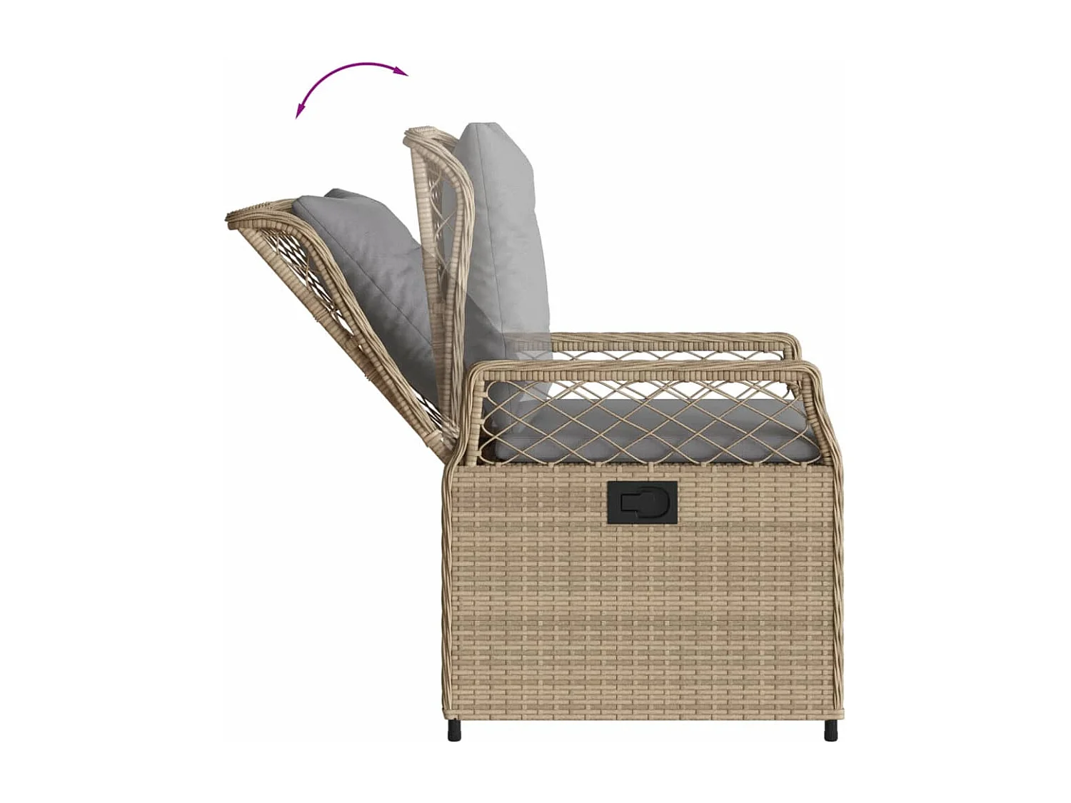 3 pcs conjunto de jantar p/ jardim com almofadões vime PE bege