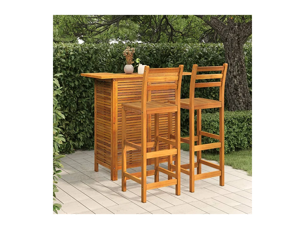 Ensemble de bar de jardin 3 pcs Bois d'acacia solide