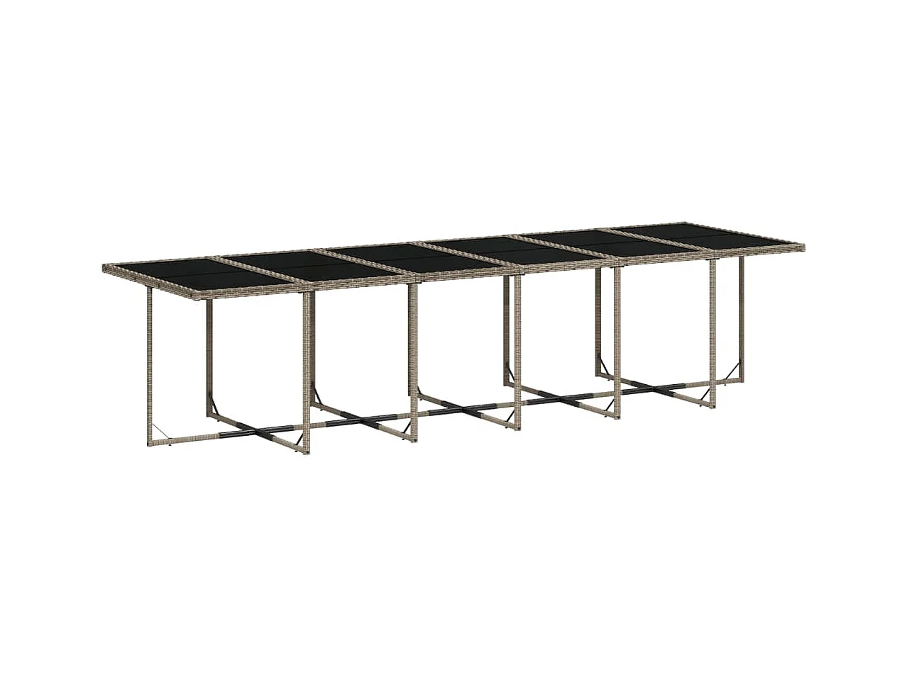 Set da Pranzo da Giardino 17pz con Cuscini Grigio in Polyrattan