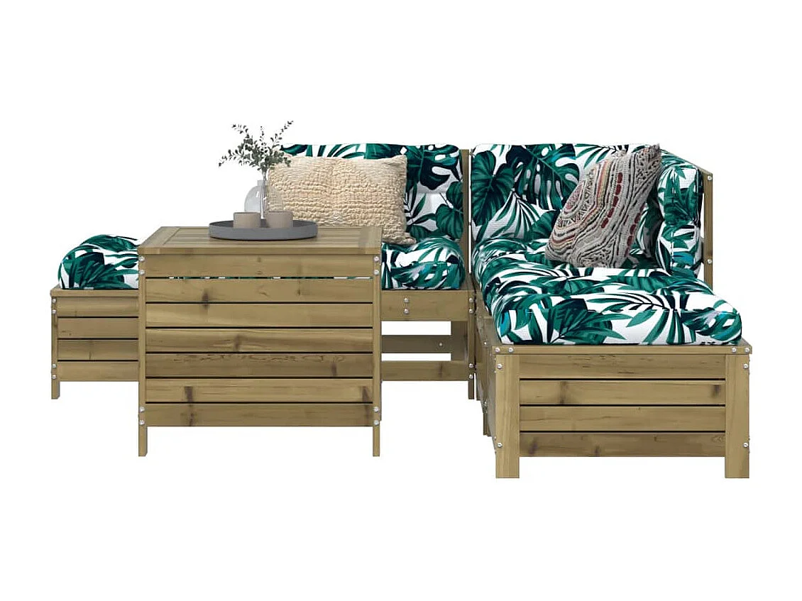 Salon de jardin 6 pcs bois de pin imprégné