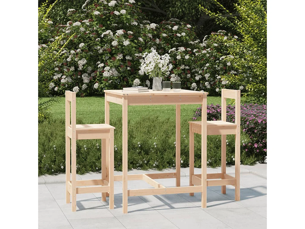 Ensemble de bar de jardin 3 pcs bois de pin massif