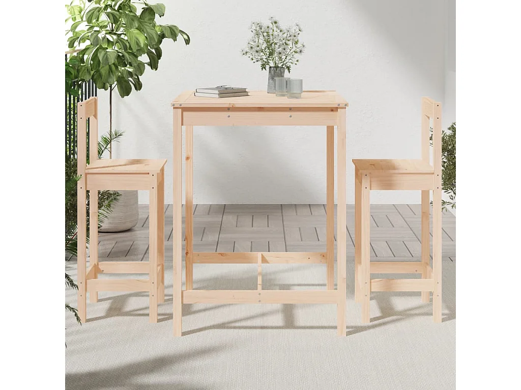 Ensemble de bar de jardin 3 pcs bois de pin massif