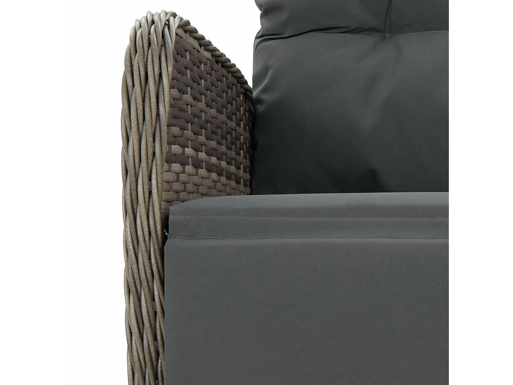 Ensemble à manger de jardin et coussins 7 pcs gris rotin