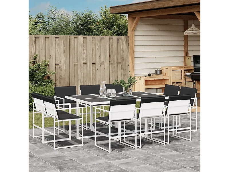 11-delige Tuinset met kussens textileen wit