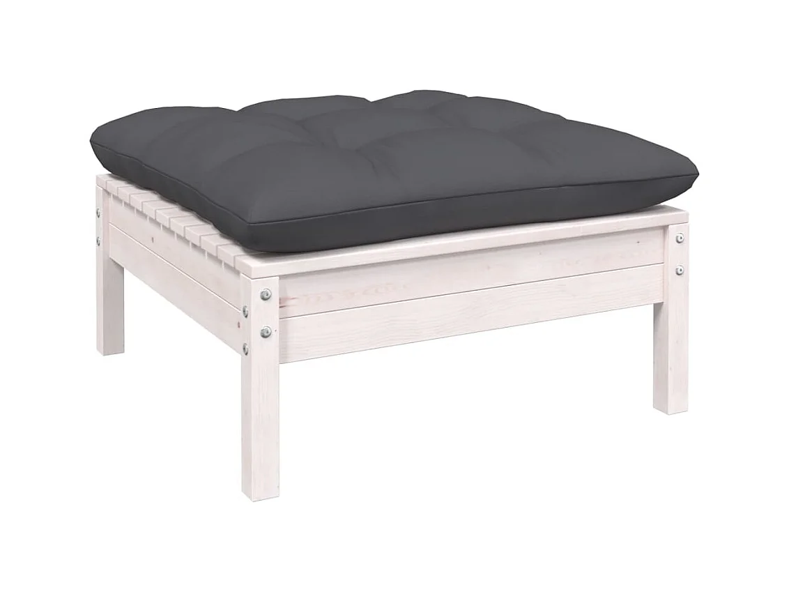 Set Divani da Giardino 4 pz con Cuscini Bianchi Legno di Pino