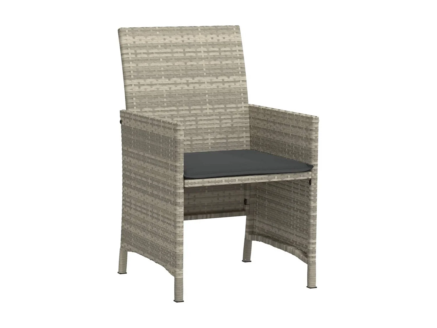 3-tlg. Bistro-Set mit Kissen Hellgrau Poly Rattan