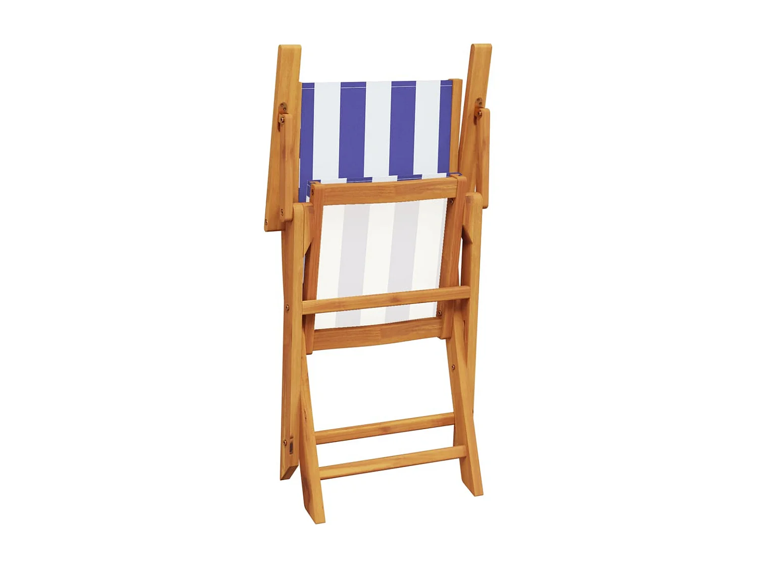 Ensemble de bistro 3 pcs bleu et blanc tissu et bois massif