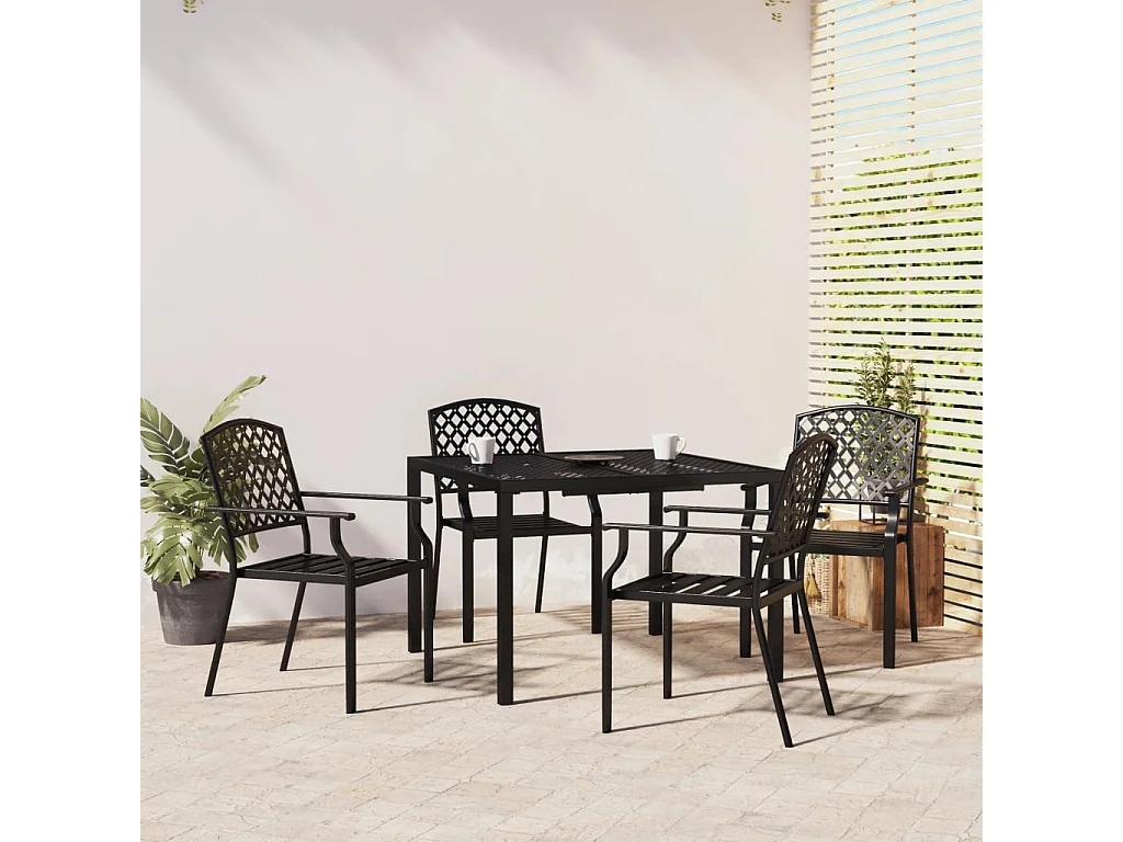 Ensemble à manger de jardin 5 pcs anthracite acier