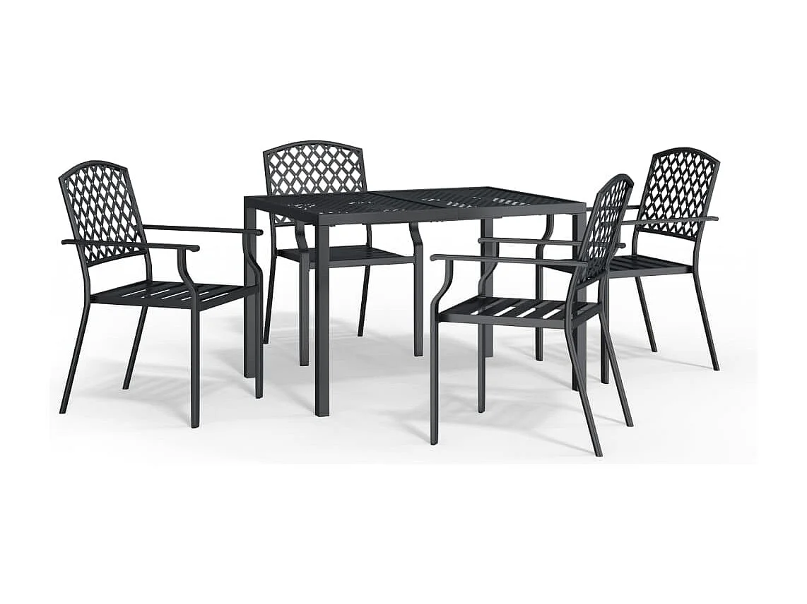 Ensemble à manger de jardin 5 pcs anthracite acier