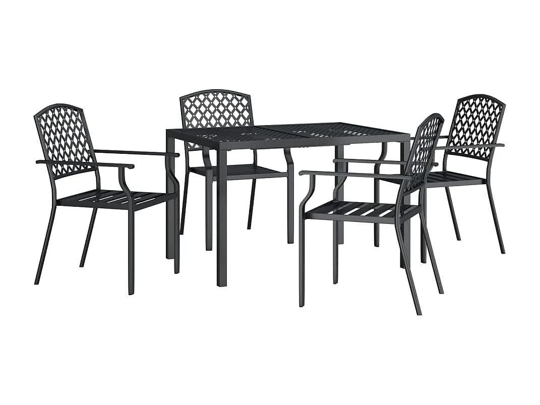 Ensemble à manger de jardin 5 pcs anthracite acier