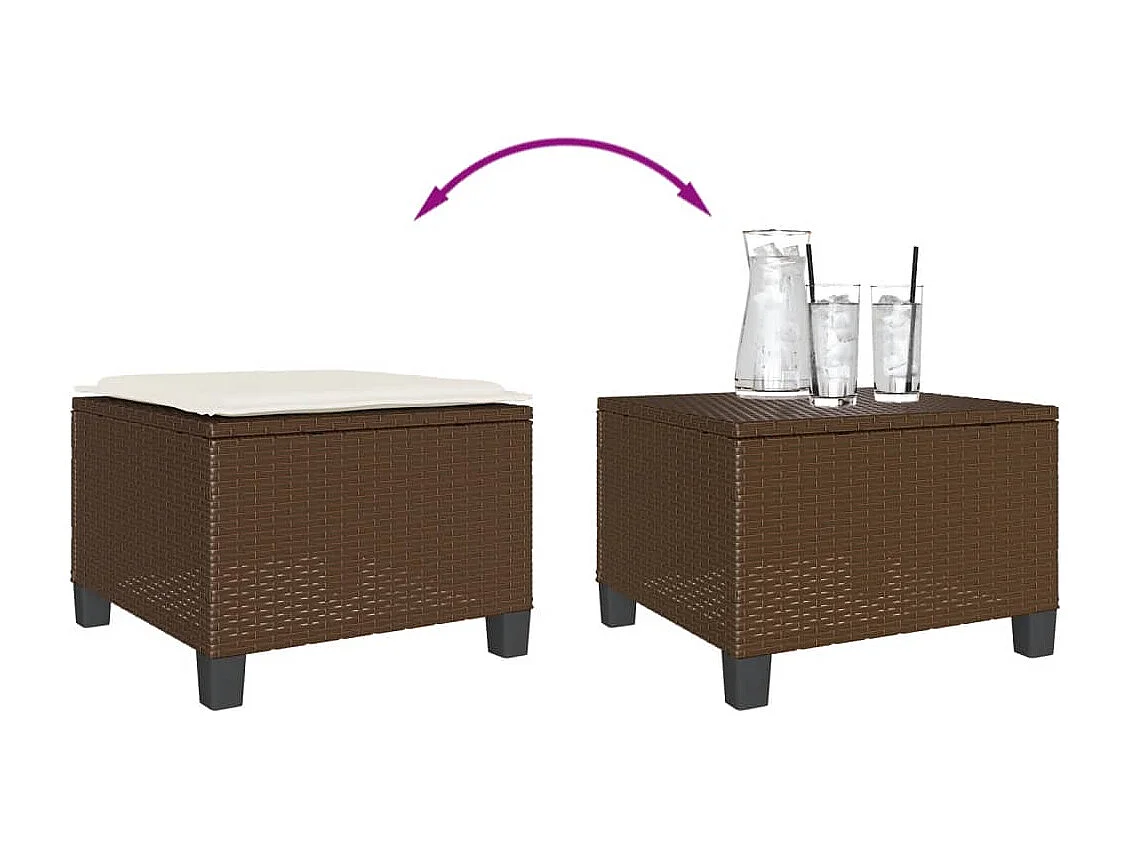 3-delige Bistroset met kussens poly rattan bruin