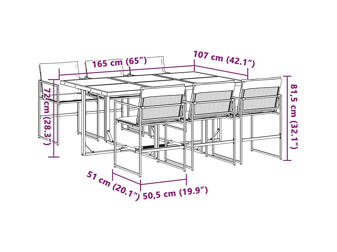 Ensemble à manger de jardin avec coussins 7 pcs blanc textilène