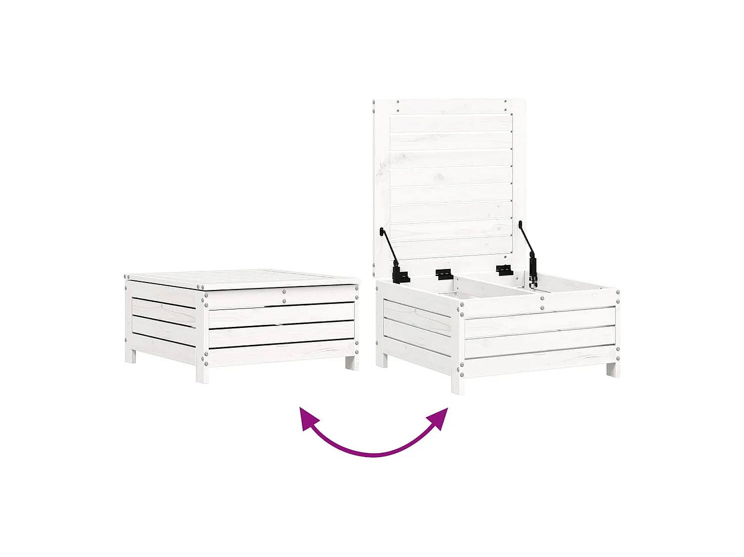 Salon de jardin 7 pcs blanc bois de pin massif